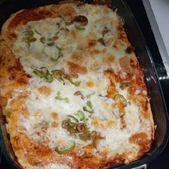 A picture of Focaccia turned into pizza.