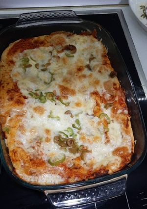 A picture of Focaccia turned into pizza.