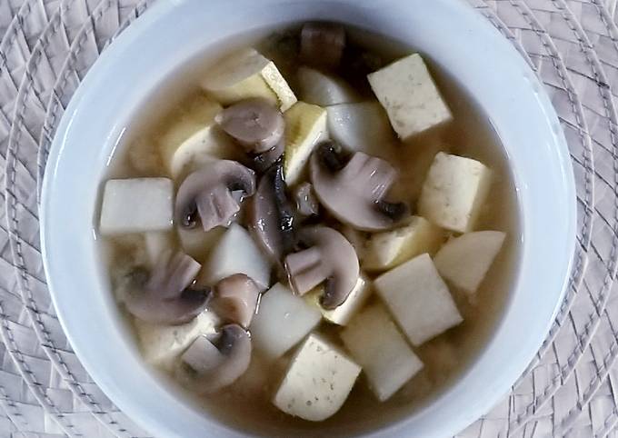 Resep Lobak jamur kancing miso sup
