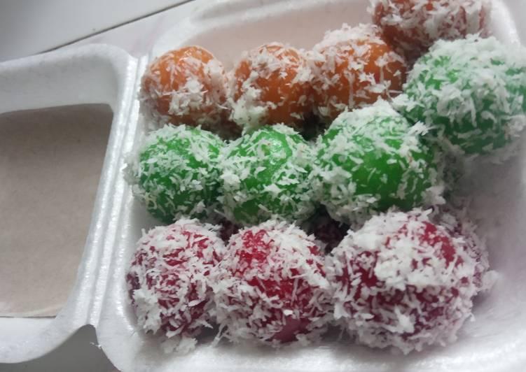 resep cara bikin Klepon ubi rainbow