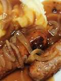 Bangers, mash n onion gravy