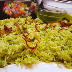 A picture of Mattar Pulao.