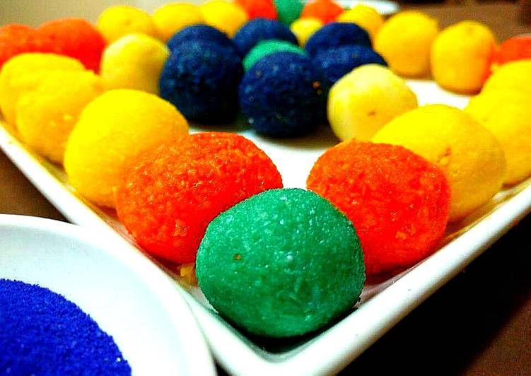 Holi special colorful coconut ladoo