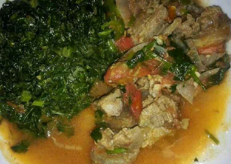 Recipe of Homemade Beef stew and Fried Kale