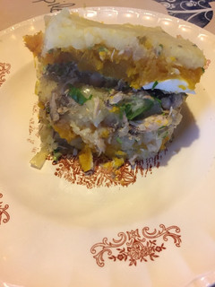 Una foto de Pastel de papa con zapallo y jurel