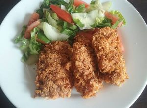 Una foto de Deditos de pollo con doritos