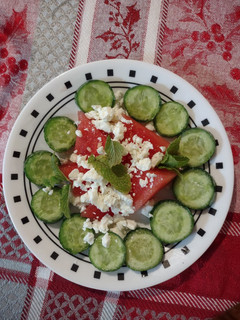 A picture of Cucumber Watermelon Feta Salad.