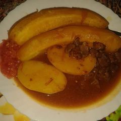 A picture of Ndizi,viazi with beef#festivecontest Nairobieast#authorsmarathon.