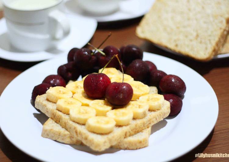 Langkah mengolah Roti Gandum pisang dan cherry legit