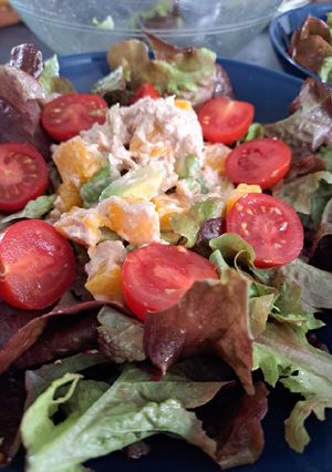 Une photo de Salade thon pêche avocat