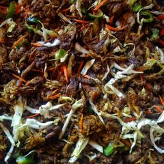 A picture of Minced Meat Sauce with cabbage.