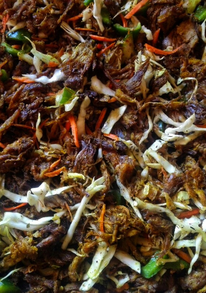 A picture of Minced Meat Sauce with cabbage.