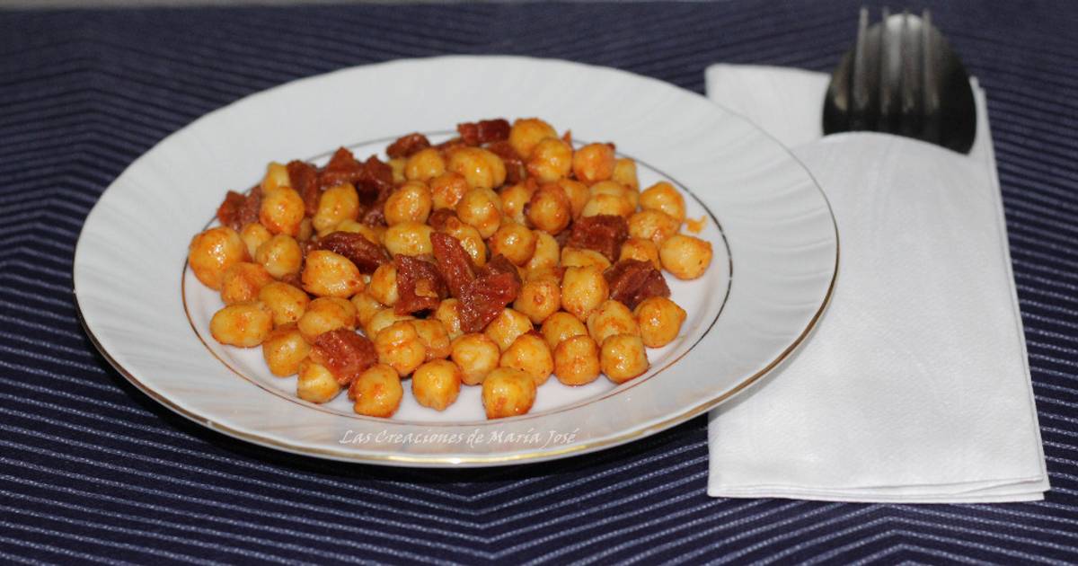 Garbanzos fritos con chorizo Receta de Las Creaciones de María José