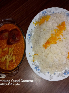 عکسی از دستور برنج و خورشت قیمه بادمجان