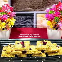 A picture of Sesame Peanut Jaggery Barfi - A Healthy, Nutritious, Delicious Dessert.