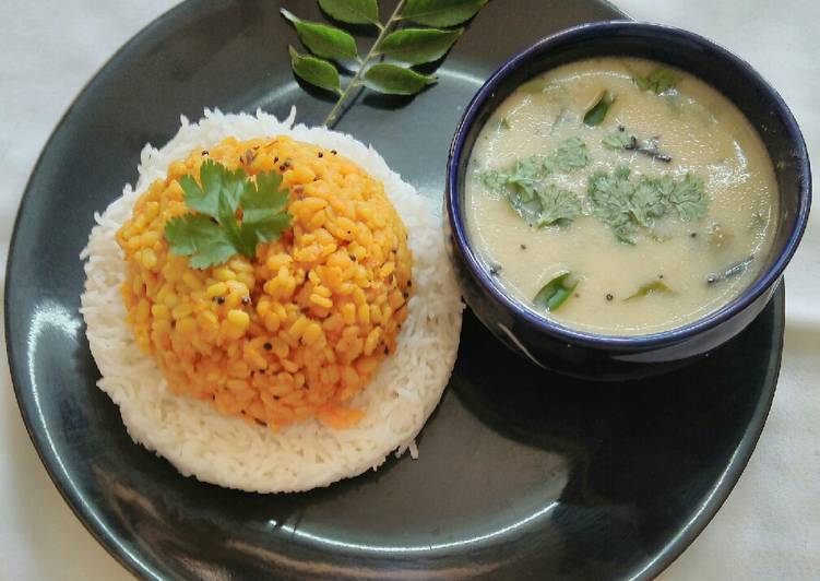 Recipe of Any-night-of-the-week Sukhi Moong dal and kadhi (Gujarati)