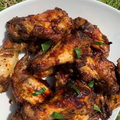 A picture of BBQ Sticky chicken wings.