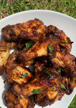 A picture of BBQ Sticky chicken wings.