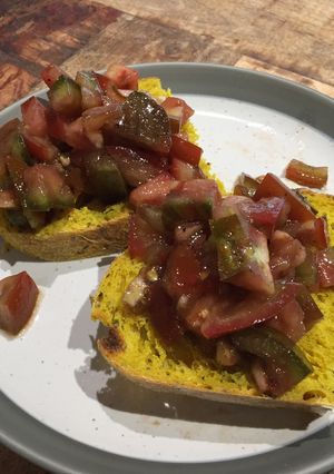 A picture of Quick Garlic Tomato Bruschetta.