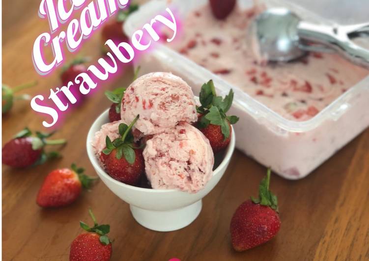 Cara Gampang Membuat Ice cream strawbery, Lezat Sekali