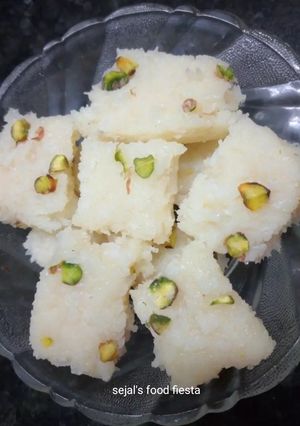A picture of Fresh coconut burfi #weekwhite.