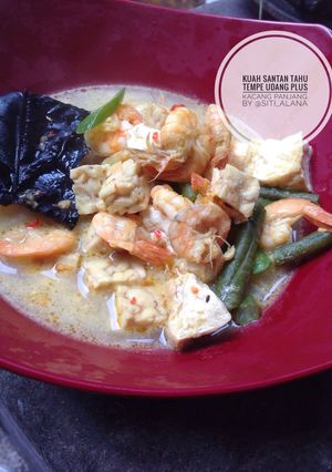 Foto resep Kuah santan tahu Tempe udang plus Kacang panjang