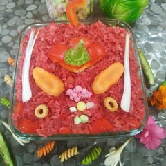 A picture of Beetroot pulao.