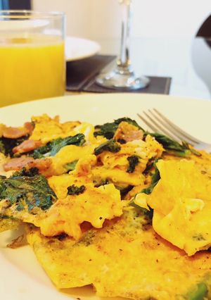 A picture of Bacon and Kale Omelet.