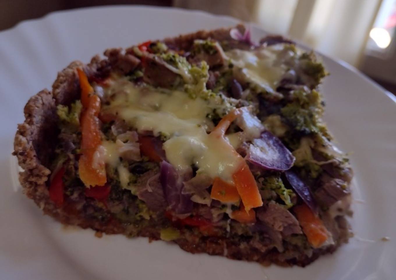 Tarta de verduras y carne cortada a cuchillo saludable!