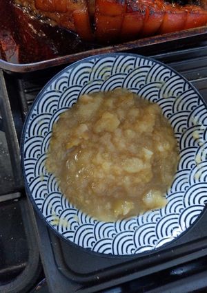 A picture of Christmas Gammon ham Apple sauce.