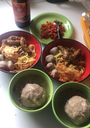Foto resep Mie ayam kampung bakso bogem pangsit goreng