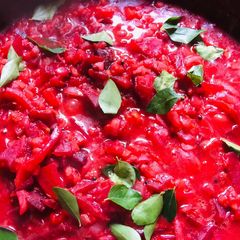 A picture of Beetroot dhal sabji.