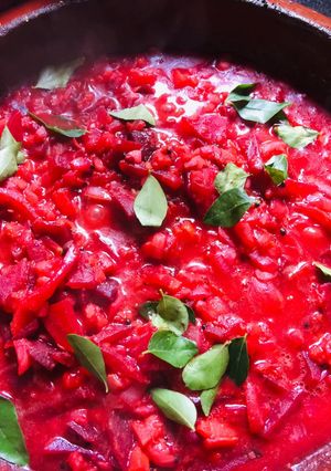 A picture of Beetroot dhal sabji.