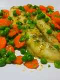 Panga con guisantes y zanahoria