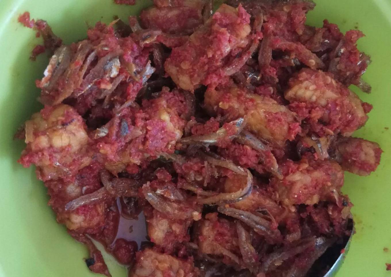 Ikan teri tempe balado