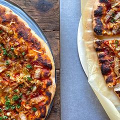 A picture of Kimchi pizza.