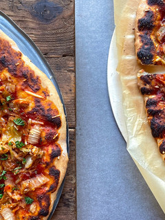 A picture of Kimchi pizza.