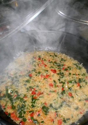Una foto de Arroz con ciboulette