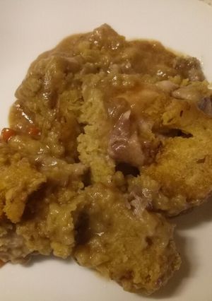 A picture of Chicken and dumpling casserole.