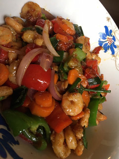 A picture of Veggies shrimp sauce.