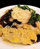 Bún khô xào tempeh đậu gà