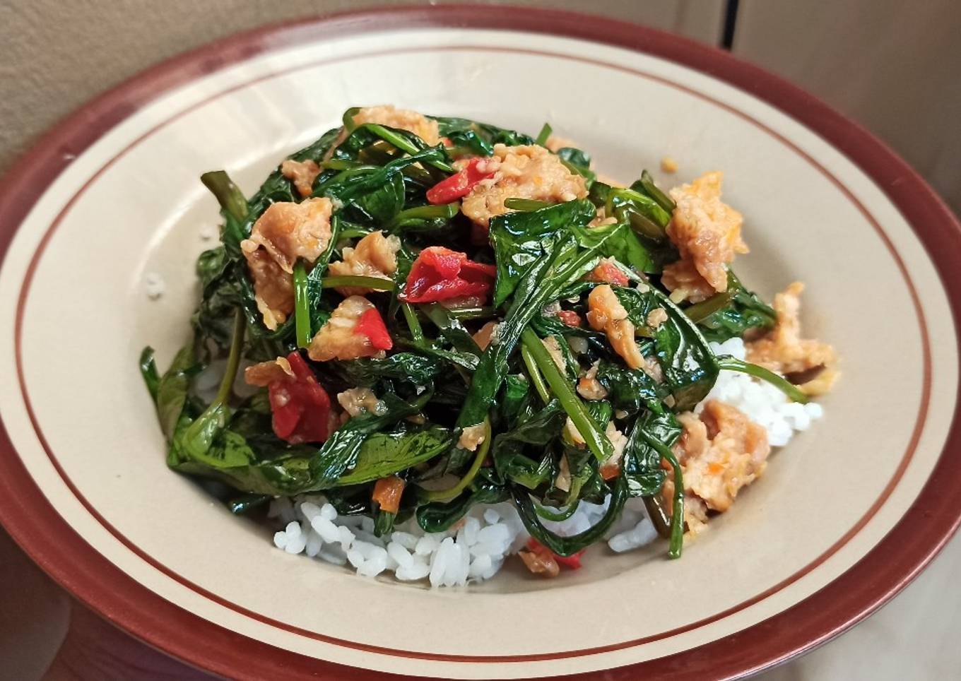 Tumis Kangkung Sambel Tempe