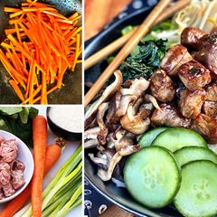 A picture of Bibimbap with Miyazakigyu Wagyu Beef Cubes.