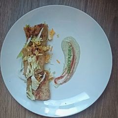 A picture of Stuffed tortilla wraps with peanut butter and buttermilk.