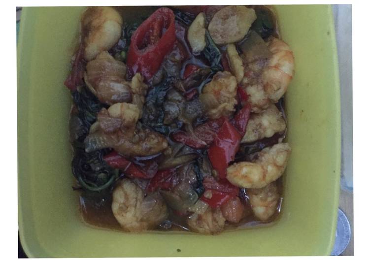 Resep Tumis udang kangkung saus tiram yang Lezat