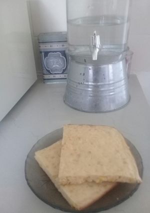 Una foto de Fainá de queso y choclo