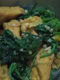 Tumis daun labu dan tahu kulit