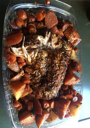 A picture of Slow Cooker Parmesan Honey Pork Roast.