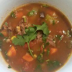 100 calorie Mexican Braised Beef Soup A picture of 100 calorie Mexican Braised Beef Soup.
