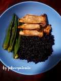 เห็ดออรินจิย่างเกลือเลม่อนvegan,เจ